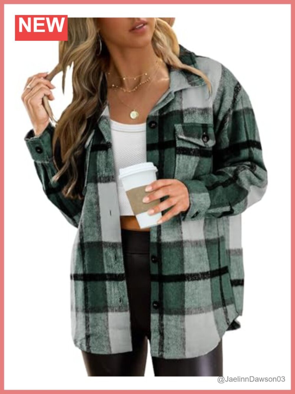 Flannel Shacket Plaid Button Down Long Sleeve Jacket